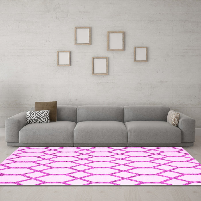 Machine Washable Terrilis Pink Contemporary Rug in a Living Room, wshcon631pnk
