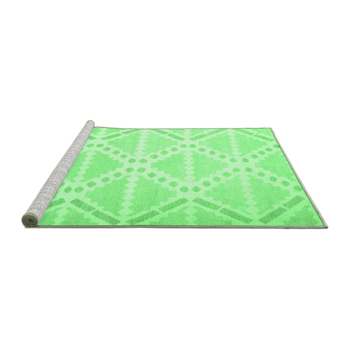 Sideview of Machine Washable Abstract Emerald Green Contemporary Area Rugs, wshcon632emgrn