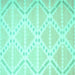 Square Abstract Turquoise Contemporary Rug, con632turq