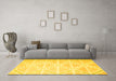 Machine Washable Abstract Yellow Contemporary Rug in a Living Room, wshcon632yw