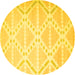 Round Machine Washable Abstract Yellow Contemporary Rug, wshcon632yw