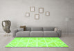 Machine Washable Abstract Green Contemporary Area Rugs in a Living Room,, wshcon632grn