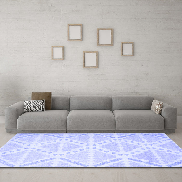 Machine Washable Abstract Blue Contemporary Rug in a Living Room, wshcon632blu