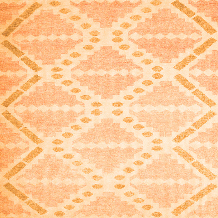 Round Machine Washable Abstract Orange Contemporary Area Rugs, wshcon632org