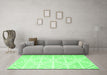 Machine Washable Abstract Emerald Green Contemporary Area Rugs in a Living Room,, wshcon632emgrn