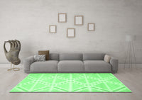 Machine Washable Abstract Emerald Green Contemporary Rug, wshcon632emgrn