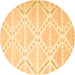 Round Abstract Brown Contemporary Rug, con632brn