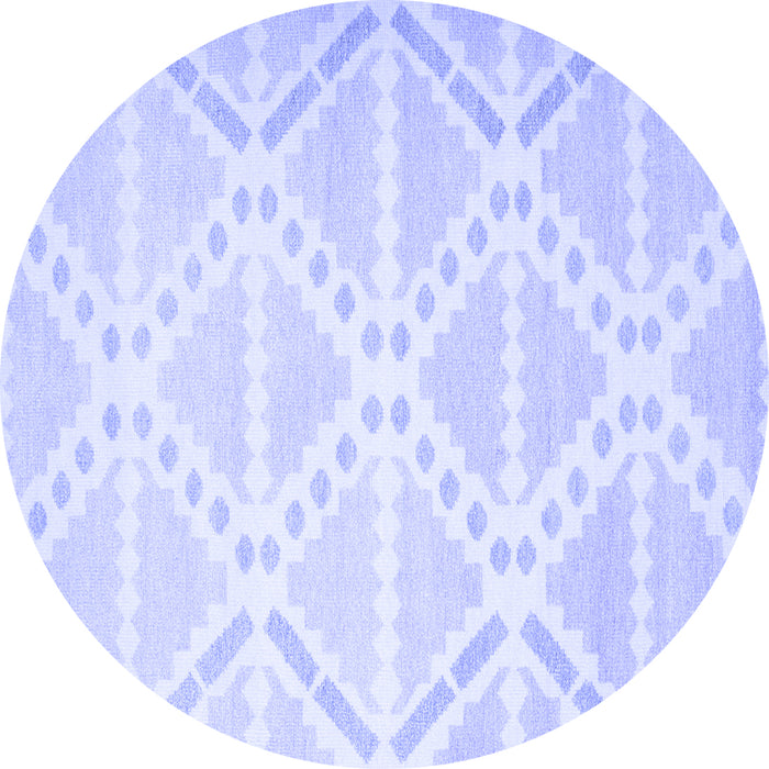 Round Abstract Blue Contemporary Rug, con632blu