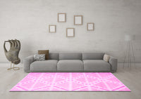 Machine Washable Abstract Pink Contemporary Rug, wshcon632pnk