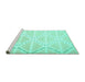 Sideview of Machine Washable Abstract Turquoise Contemporary Area Rugs, wshcon632turq