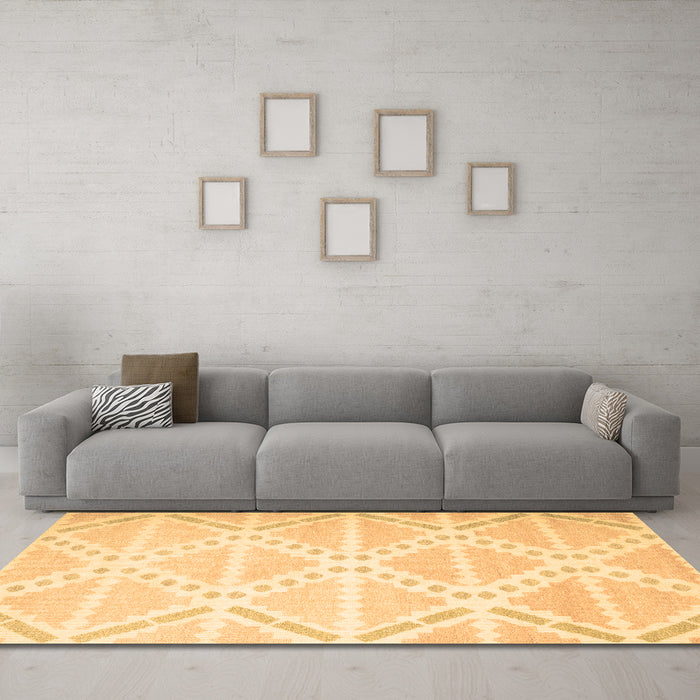 Machine Washable Abstract Brown Contemporary Rug in a Living Room,, wshcon632brn
