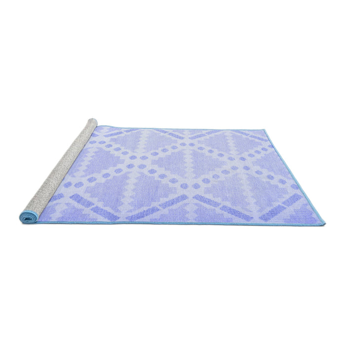 Sideview of Machine Washable Abstract Blue Contemporary Rug, wshcon632blu