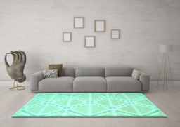 Machine Washable Abstract Turquoise Contemporary Area Rugs in a Living Room,, wshcon632turq