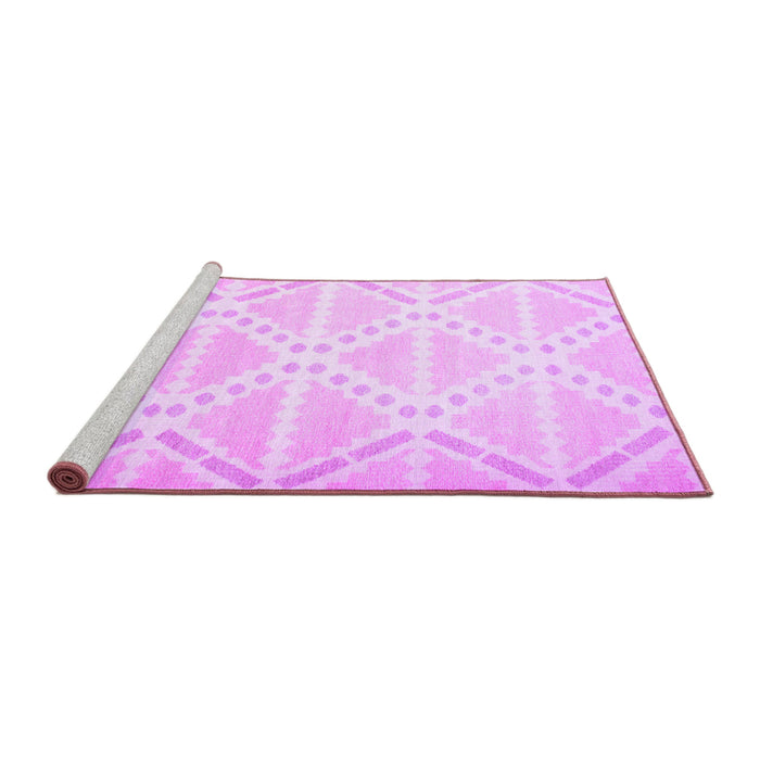 Sideview of Machine Washable Abstract Purple Contemporary Area Rugs, wshcon632pur