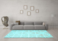 Machine Washable Abstract Light Blue Contemporary Rug, wshcon632lblu