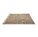 Serging Thickness of Machine Washable Contemporary Orange Salmon Pink Rug, wshcon633