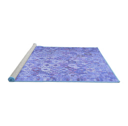 Sideview of Machine Washable Southwestern Blue Country Rug, wshcon633blu