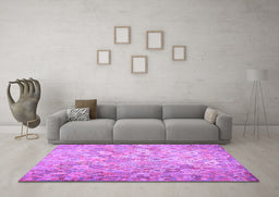 Machine Washable Southwestern Purple Country Area Rugs in a Living Room, wshcon633pur