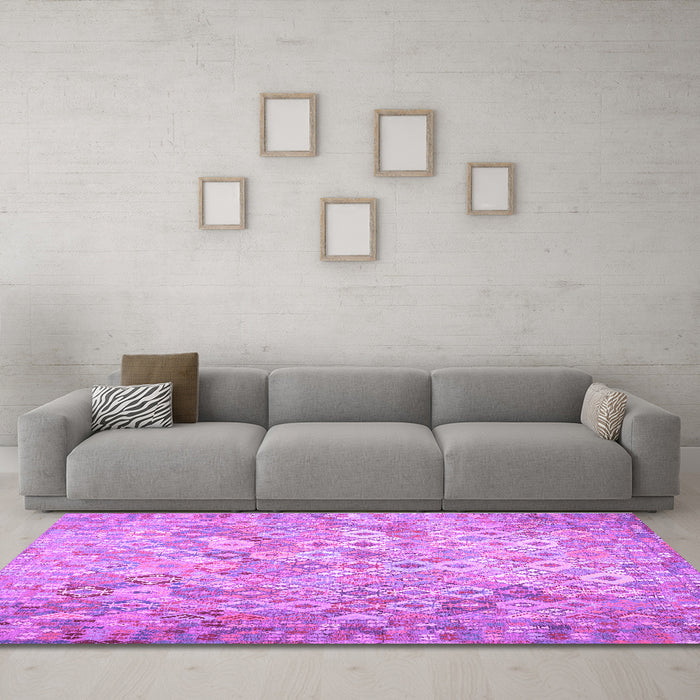 Machine Washable Southwestern Purple Country Area Rugs in a Living Room, wshcon633pur