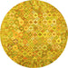 Round Southwestern Yellow Country Rug, con633yw