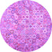 Round Southwestern Purple Country Rug, con633pur