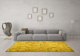 Machine Washable Southwestern Yellow Country Rug in a Living Room, wshcon633yw