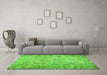 Machine Washable Southwestern Green Country Area Rugs in a Living Room,, wshcon633grn
