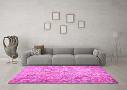 Machine Washable Southwestern Pink Country Rug in a Living Room, wshcon633pnk