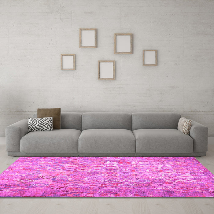 Machine Washable Southwestern Pink Country Rug in a Living Room, wshcon633pnk