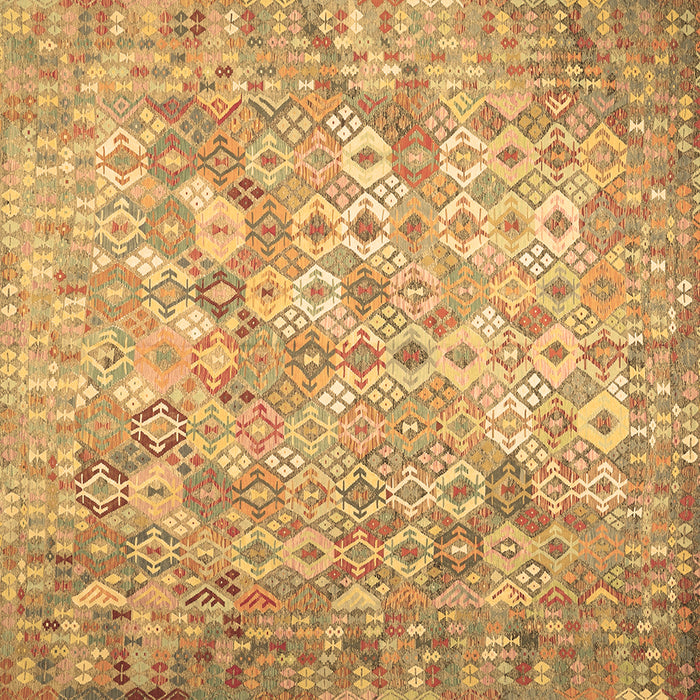 Square Southwestern Brown Country Rug, con633brn