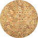 Round Southwestern Brown Country Rug, con633brn