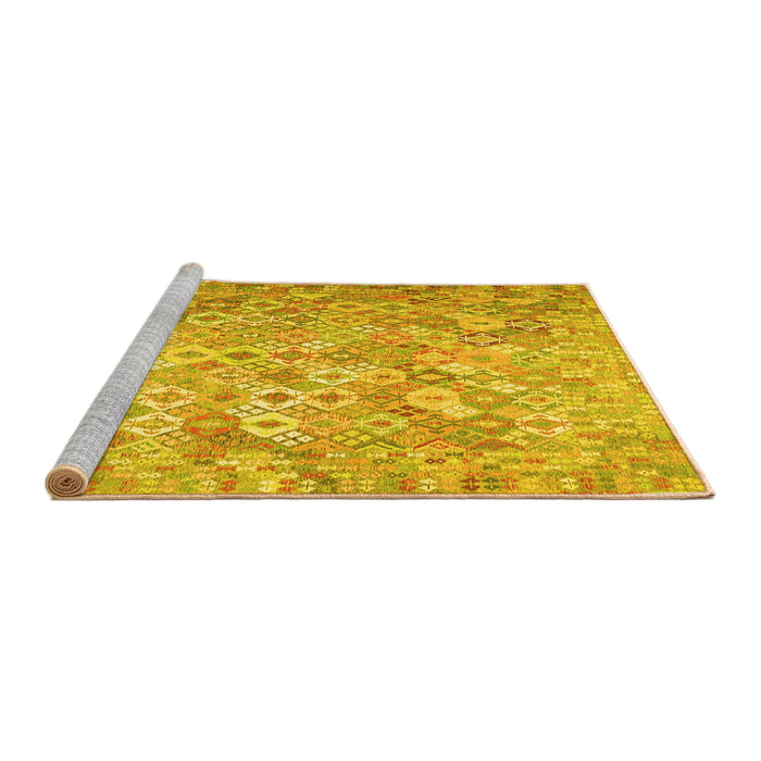 Sideview of Machine Washable Southwestern Yellow Country Rug, wshcon633yw