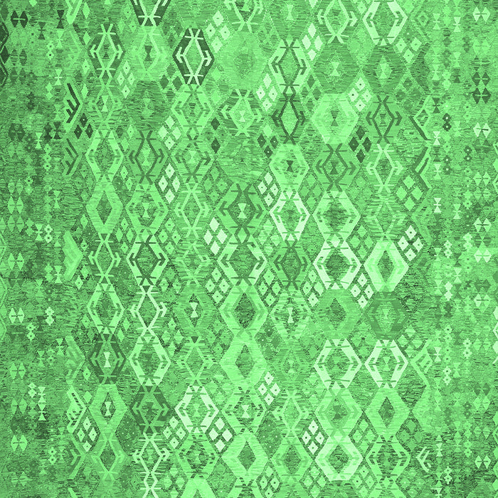 Machine Washable Southwestern Emerald Green Country Area Rugs, wshcon633emgrn