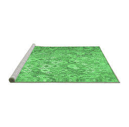 Sideview of Machine Washable Southwestern Emerald Green Country Area Rugs, wshcon633emgrn