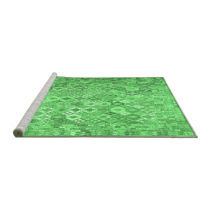 Sideview of Machine Washable Southwestern Emerald Green Country Area Rugs, wshcon633emgrn