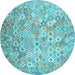 Round Southwestern Light Blue Country Rug, con633lblu