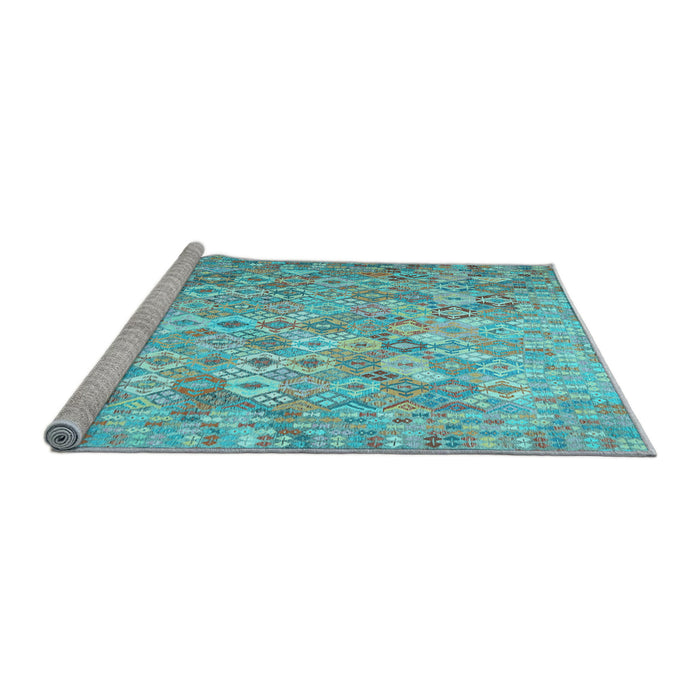 Sideview of Machine Washable Southwestern Light Blue Country Rug, wshcon633lblu