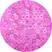 Round Southwestern Pink Country Rug, con633pnk