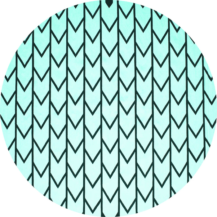 Round Machine Washable Solid Turquoise Modern Area Rugs, wshcon634turq