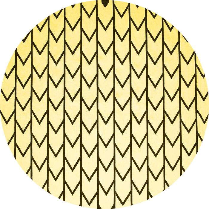 Round Solid Yellow Modern Rug, con634yw