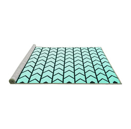 Sideview of Machine Washable Solid Turquoise Modern Area Rugs, wshcon634turq