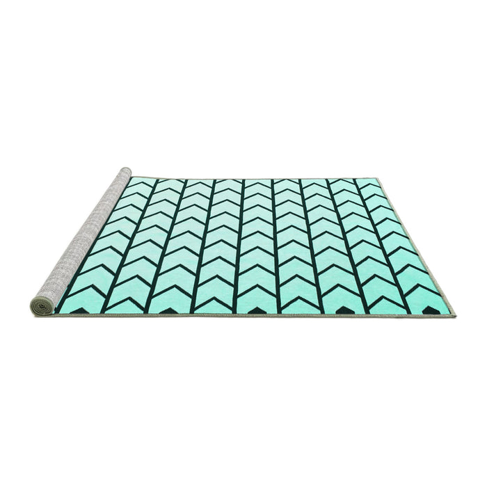 Sideview of Machine Washable Solid Turquoise Modern Area Rugs, wshcon634turq