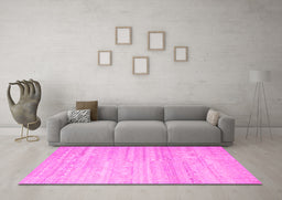Machine Washable Abstract Pink Contemporary Rug in a Living Room, wshcon635pnk