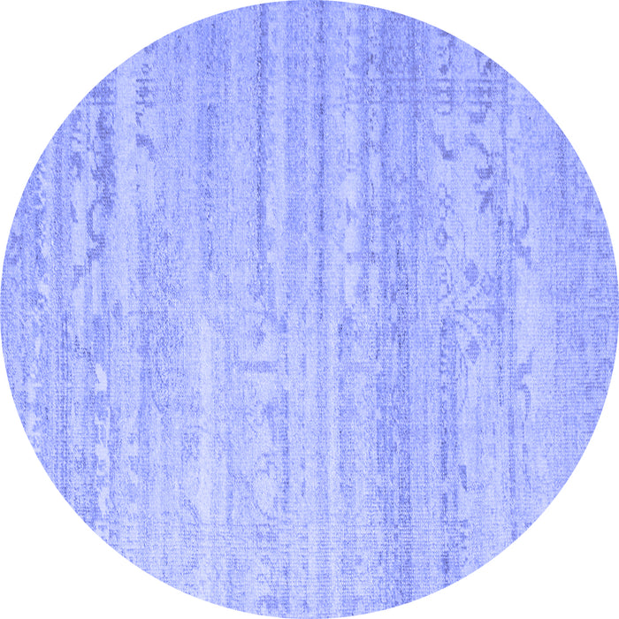 Round Abstract Blue Contemporary Rug, con635blu