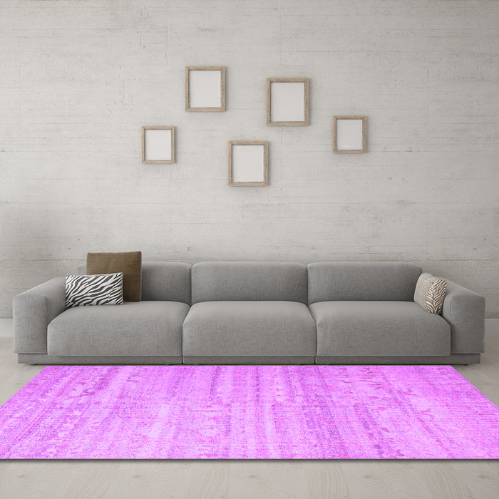 Machine Washable Abstract Purple Contemporary Area Rugs in a Living Room, wshcon635pur