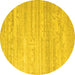 Round Abstract Yellow Contemporary Rug, con635yw