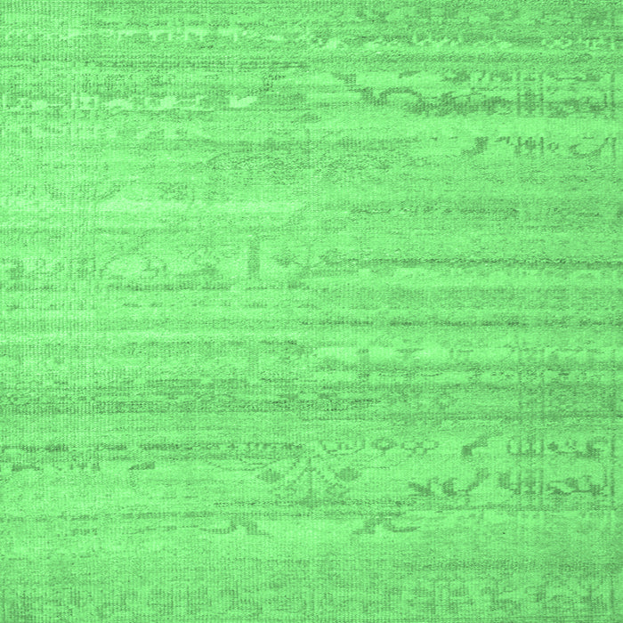 Square Machine Washable Abstract Emerald Green Contemporary Area Rugs, wshcon635emgrn