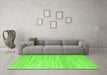 Machine Washable Abstract Green Contemporary Area Rugs in a Living Room,, wshcon635grn