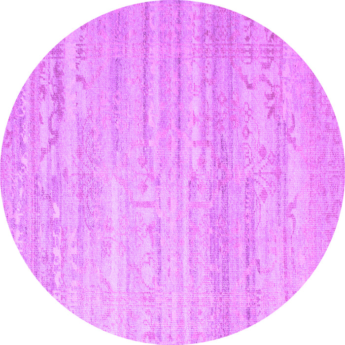 Round Abstract Purple Contemporary Rug, con635pur