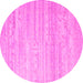 Round Machine Washable Abstract Pink Contemporary Rug, wshcon635pnk